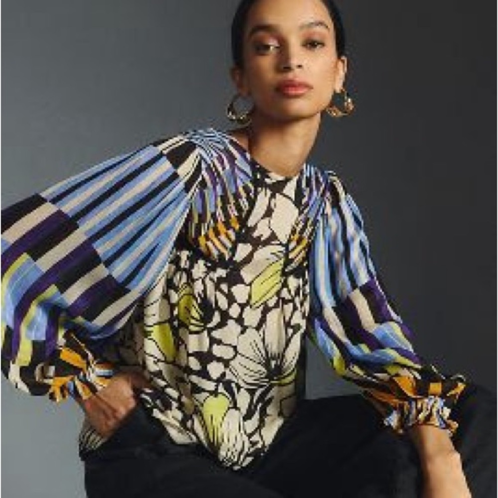 Anthropologie BL-NK Miranda Peasant Blouse